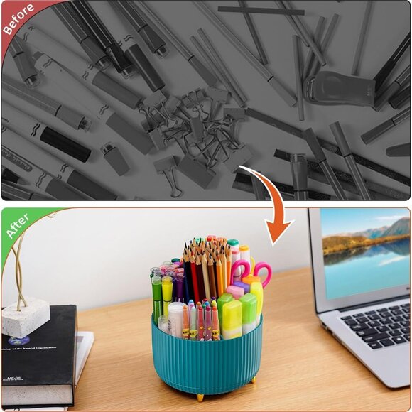 Desk Organizer, 360-Degree Rotating Pen Holder for Desk, Desk Organizers and Acc - Picture 7 of 7